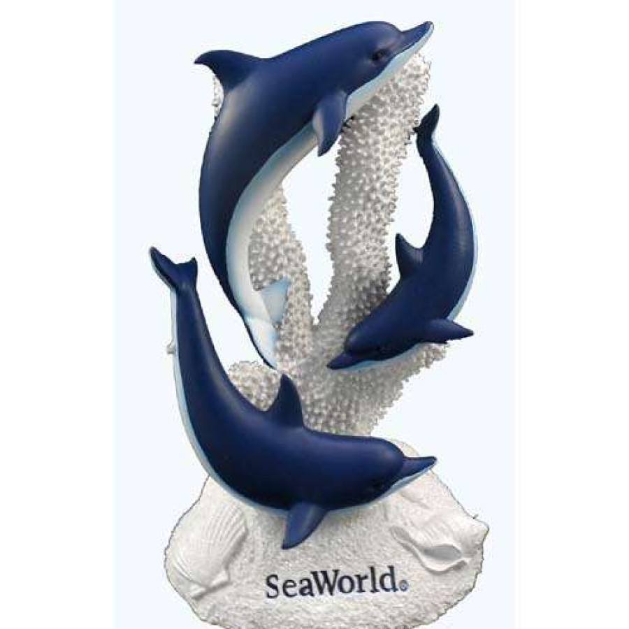 Figures & Figurines * | Seaworld Resin Figure Triple Dolphin White Reef Disney Online Store