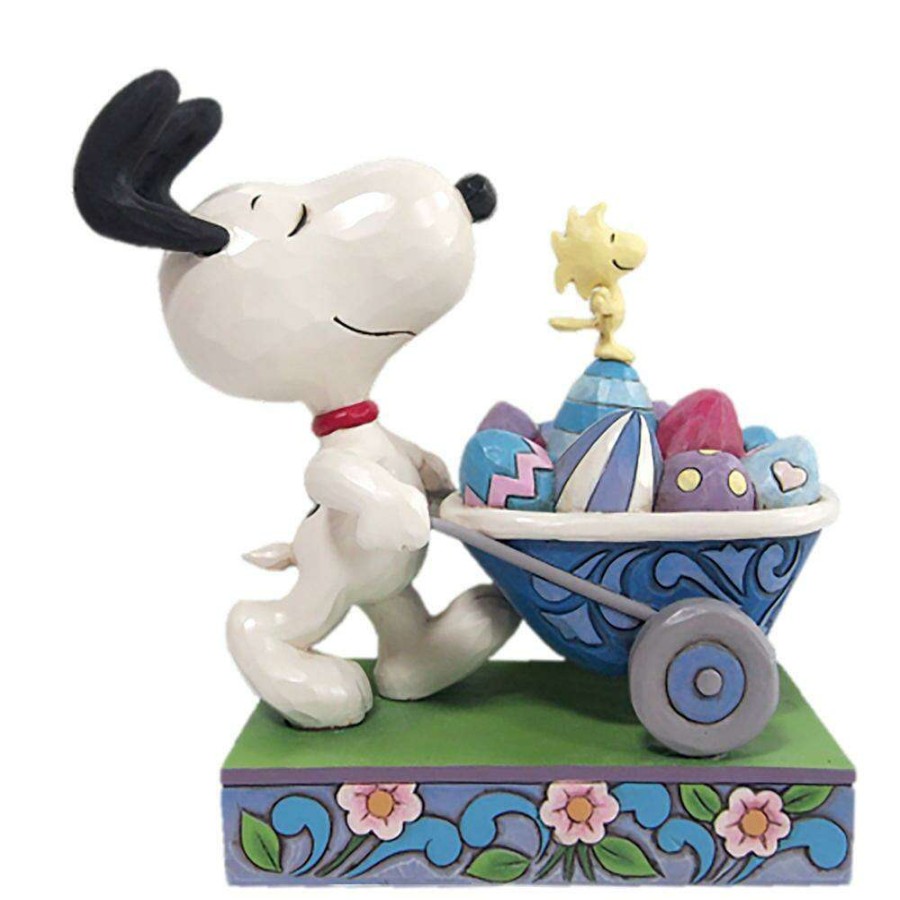 Figures & Figurines * | Disney Outlet Sale Peanuts By Jim Shore Snoopy Easter Wheelbarrow