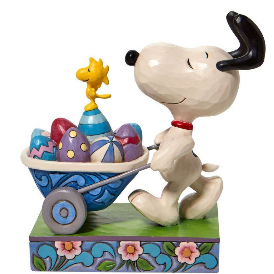 Figures & Figurines * | Disney Outlet Sale Peanuts By Jim Shore Snoopy Easter Wheelbarrow