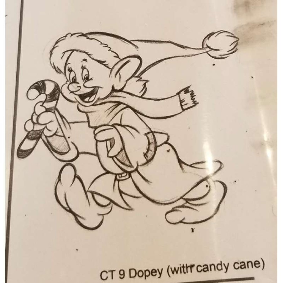 Prints And Signs * | Disney Customized Artist Sketch 1 Character Dopey Dwarf With Candy Cane Discount Online