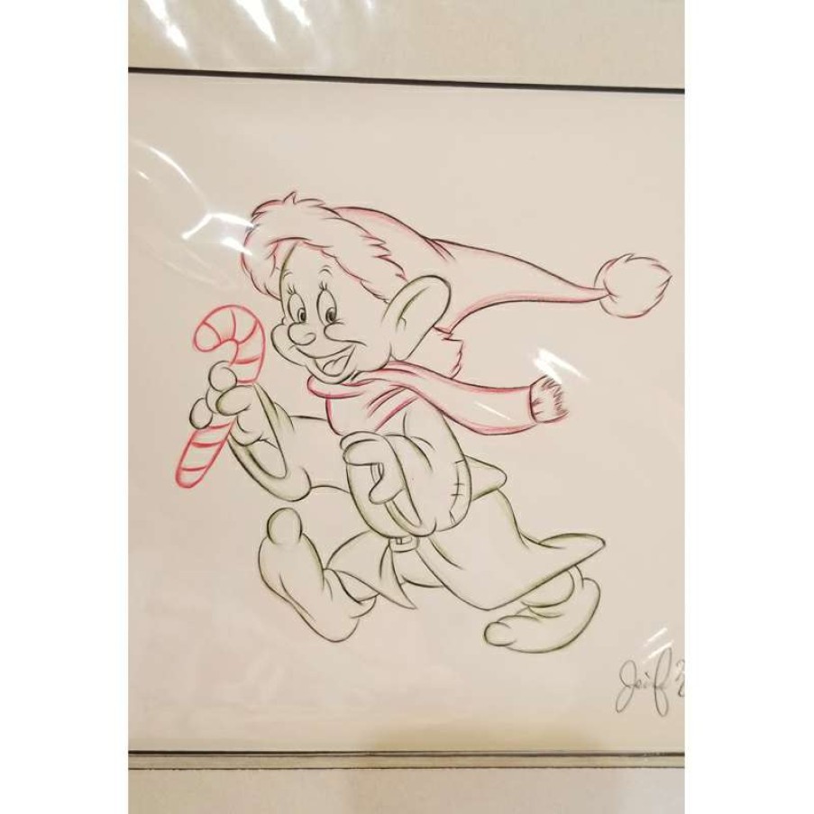 Prints And Signs * | Disney Customized Artist Sketch 1 Character Dopey Dwarf With Candy Cane Discount Online