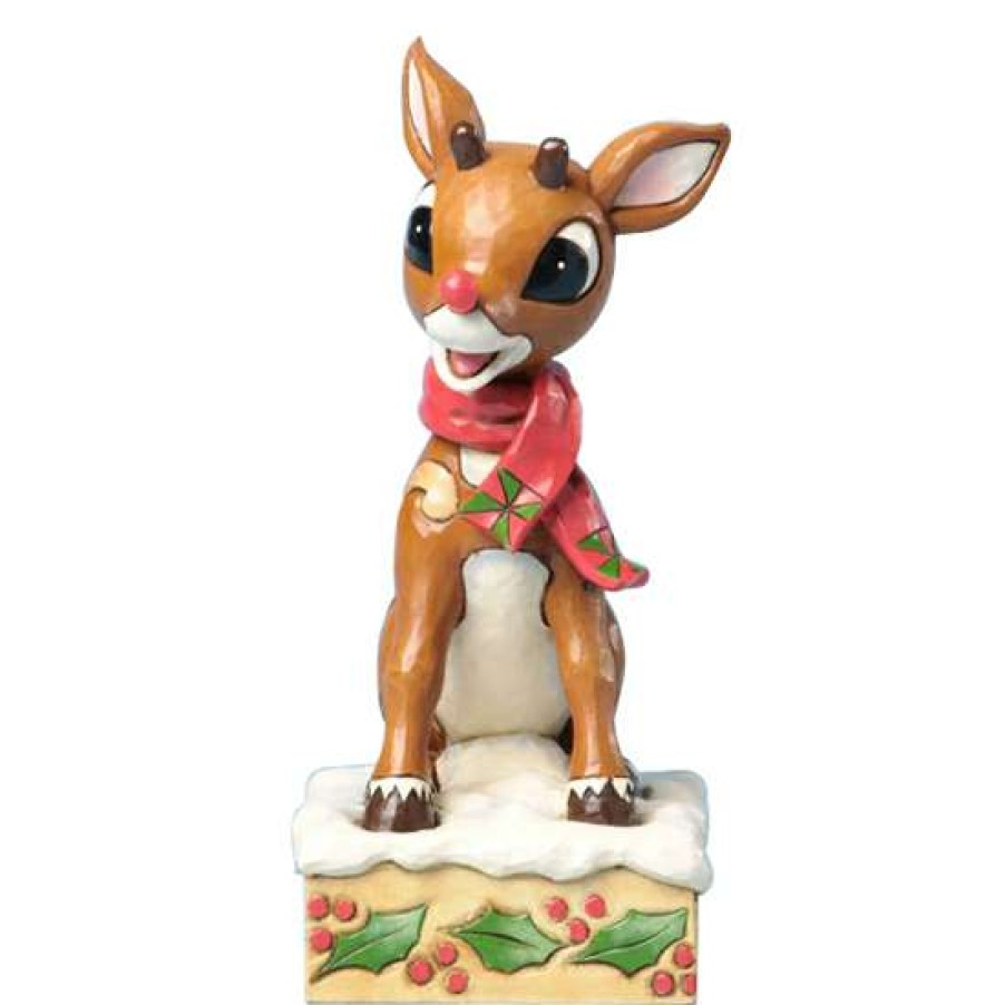 Figures & Figurines * | Disney Fashionable Rudolph By Jim Shore Figurine Rudolph With Blinking Nose