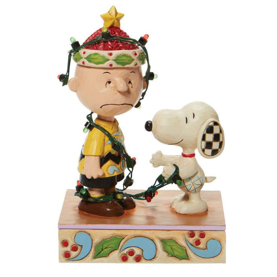 Figures & Figurines * | Disney Sale Peanuts By Jim Shore Charlie Brown Tangled Lights