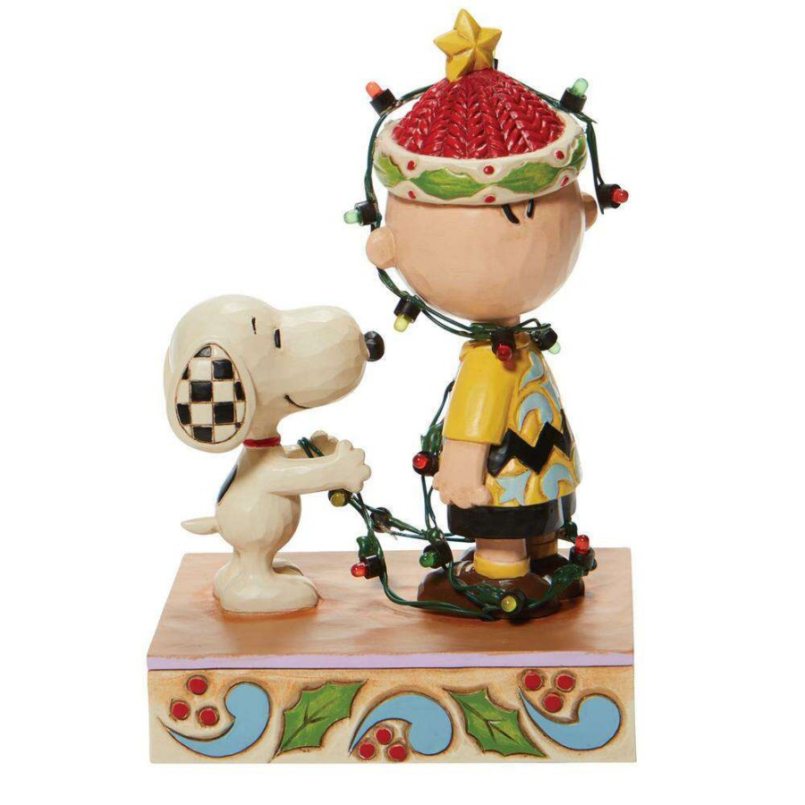 Figures & Figurines * | Disney Sale Peanuts By Jim Shore Charlie Brown Tangled Lights