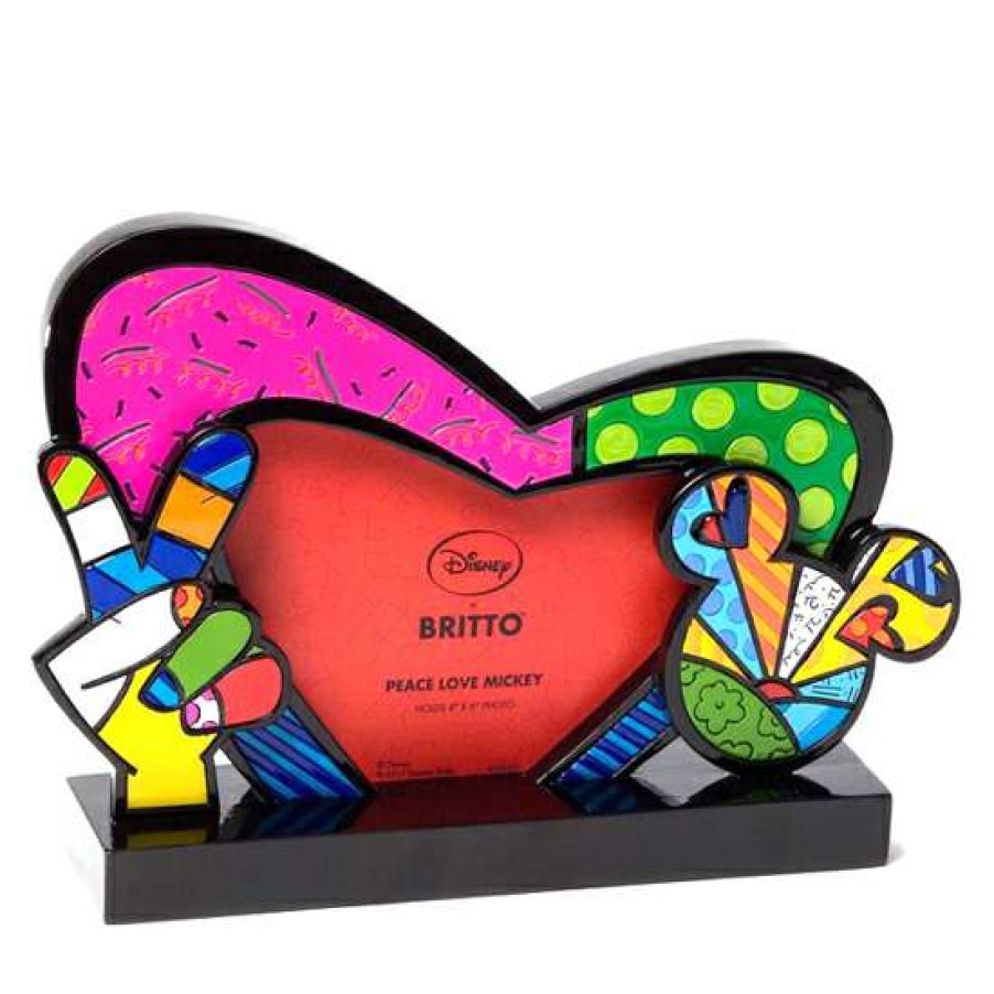 Figures & Figurines * | Disney Britto Photo Frame Peace Love Mickey Photo Crazy Deals