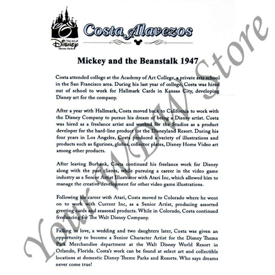 Prints And Signs * | Best Sellers Disney Artist Print Costa Alavezos Mickey And The Beanstalk 1947