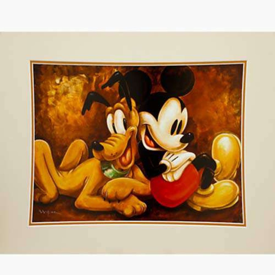 Prints And Signs * | Top Selling Disney Artist Print Mickey And Pluto Taking It Easy By Darren Wilson