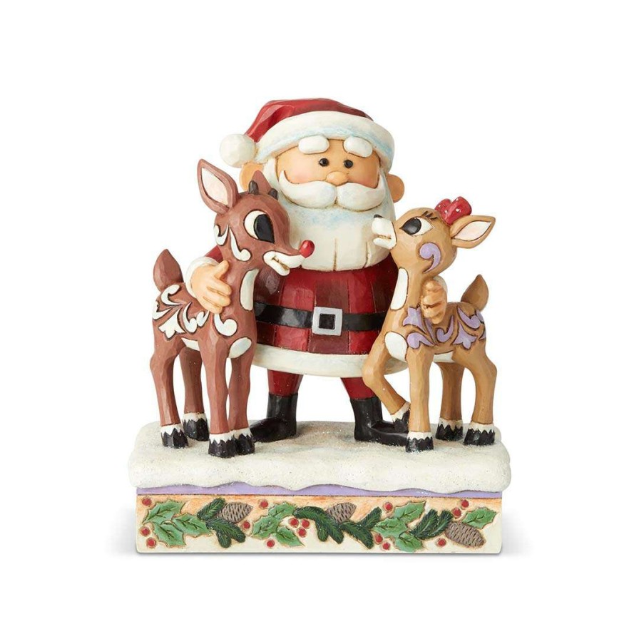 Figures & Figurines * | Rudolph Jim Shore Figure Santa Hugging Rudolph Disney Sale