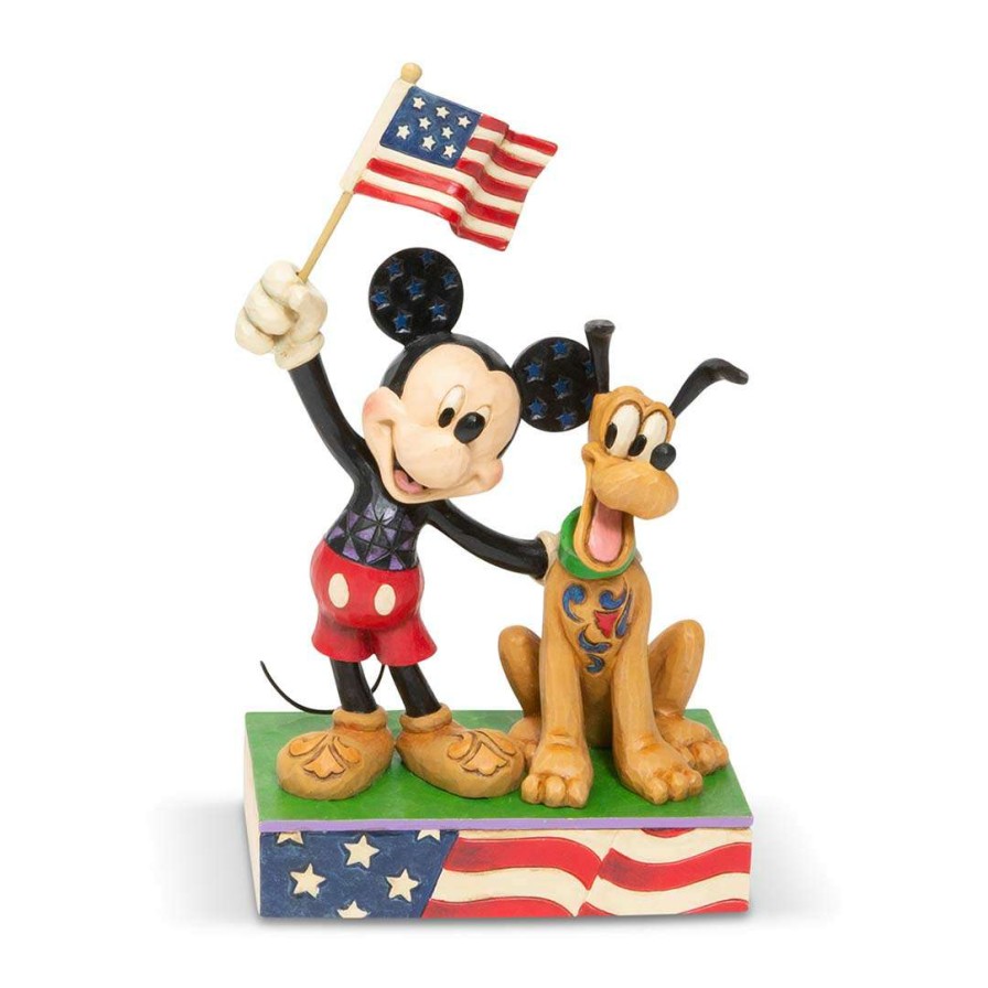 Figures & Figurines * | Disney Traditions By Jim Shore Mickey And Pluto Patriotic Less Expensive