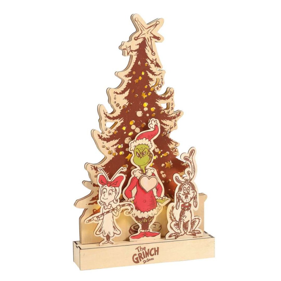 Figures & Figurines * | Disney Best Sale Universal Flourish Lit Wood Figure Grinch Tree