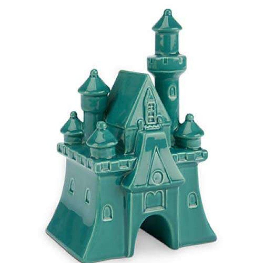 Figures & Figurines * | Disney Cake Topper Ceramic Figure Fantasyland Castle Teal Blue Clearance