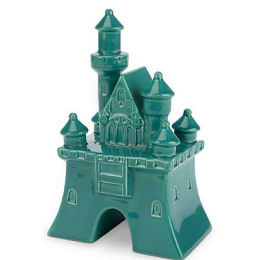 Figures & Figurines * | Disney Cake Topper Ceramic Figure Fantasyland Castle Teal Blue Clearance