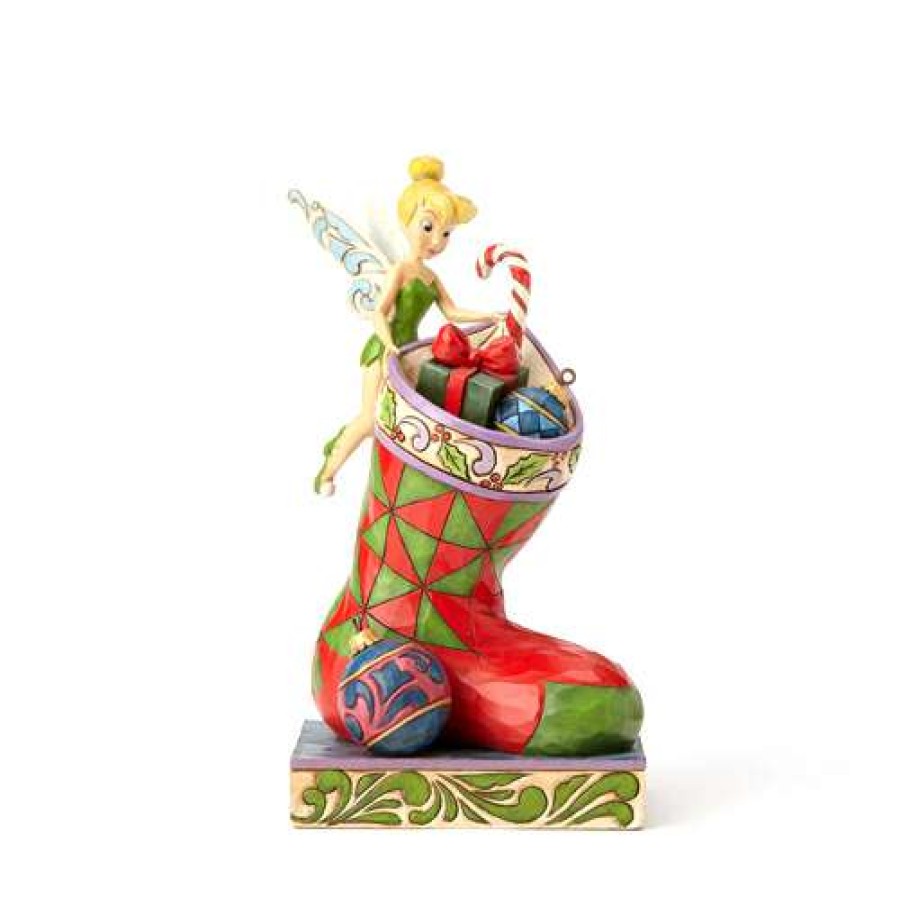 Figures & Figurines * | Excellent Disney Traditions By Jim Shore Christmas Tinker Bell With Stocking