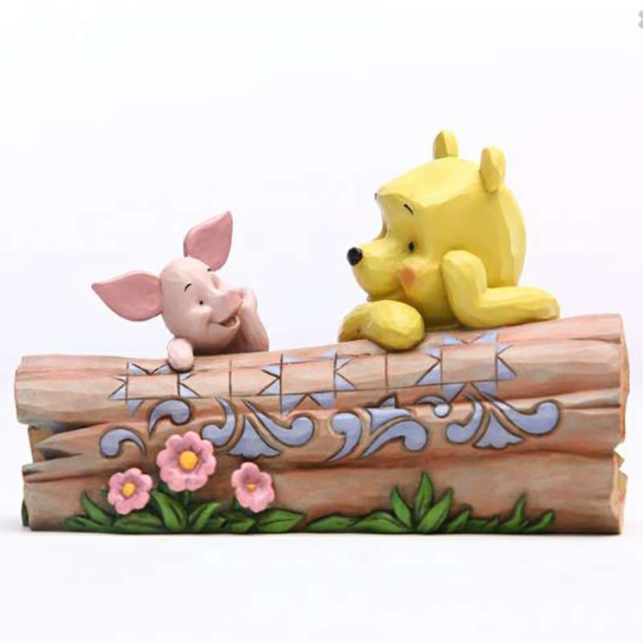 Figures & Figurines * | Disney Traditions By Jim Shore Figurine Pooh & Piglet On A Log Truncated Conversation Official