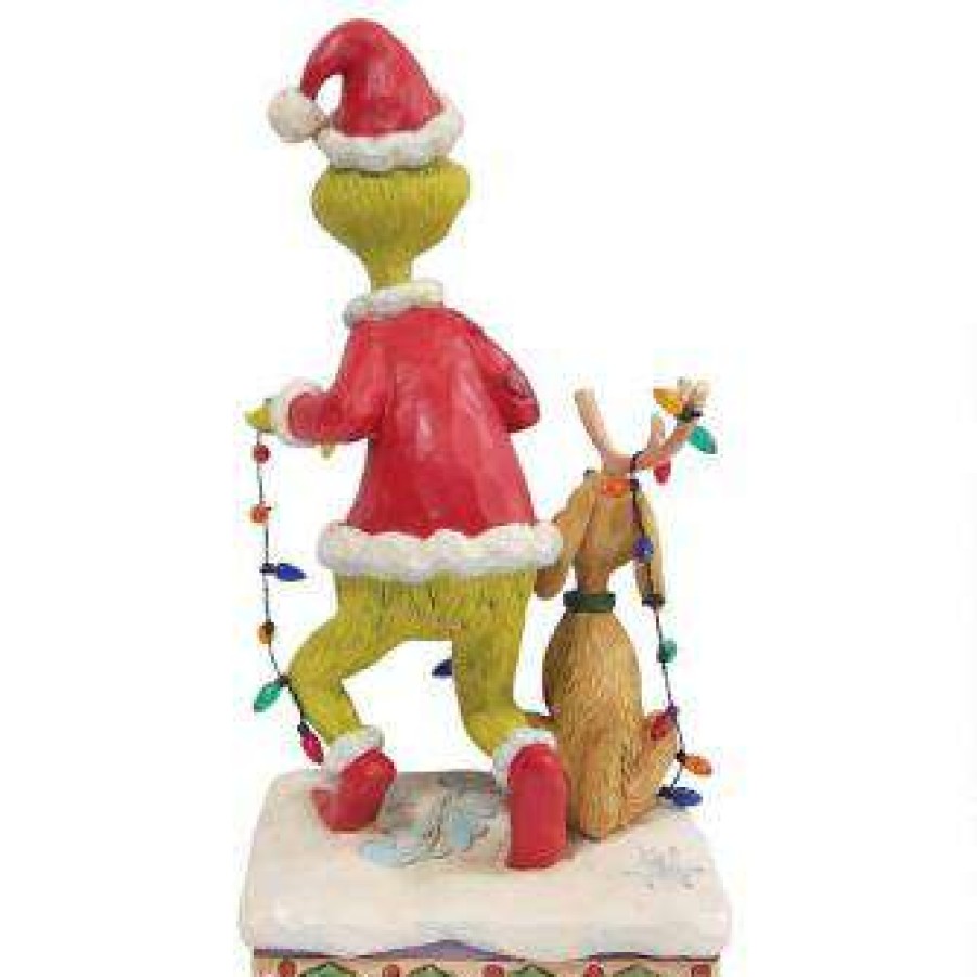 Figures & Figurines * | Disney Promotion Grinch By Jim Shore Figurine Grinch And Max Wrapped In Lights