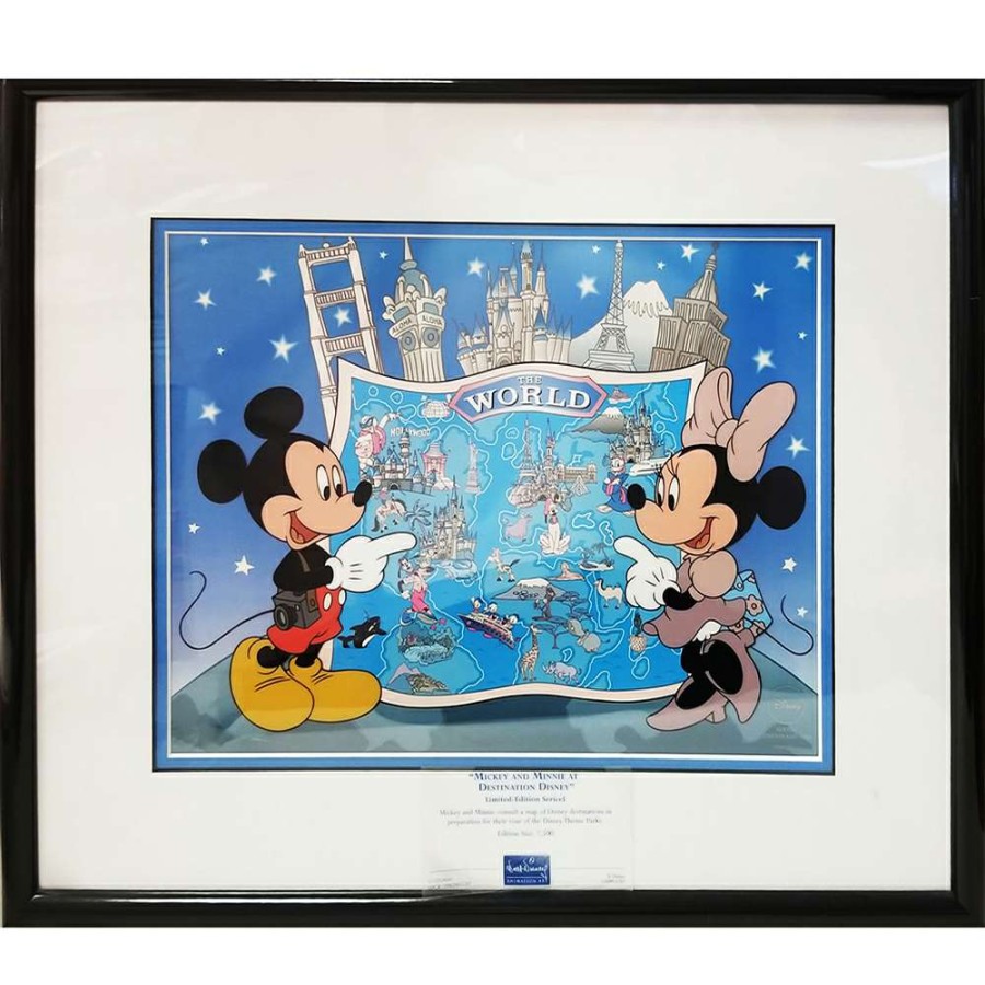 Prints And Signs * | Shop Disney Framed Sericel Mickey And Minnie At Destination Disney