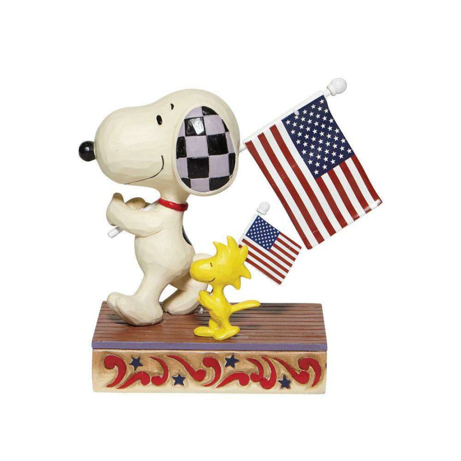 Figures & Figurines * | Disney Promotions Peanuts By Jim Shore Snoopy/Woodstock With Flags