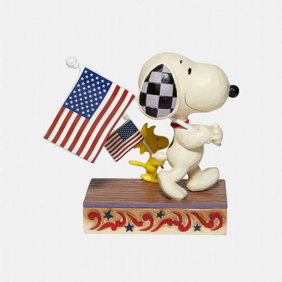 Figures & Figurines * | Disney Promotions Peanuts By Jim Shore Snoopy/Woodstock With Flags