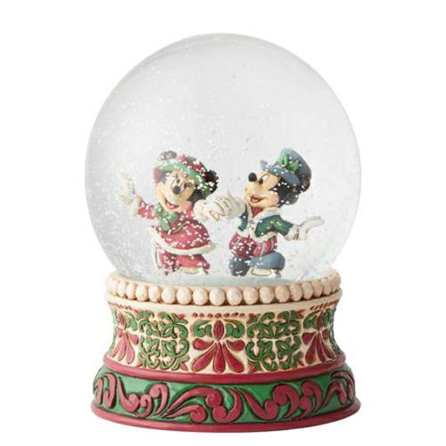 Figures & Figurines * | Best Sellers Disney Traditions Water Globe Mickey And Minnie Skating